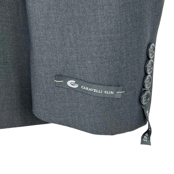 Caravelli Slim Blazer Men's Size 46S Suit Jacket 2 Button w/ Matching Vest Grey - Picture 9 of 16